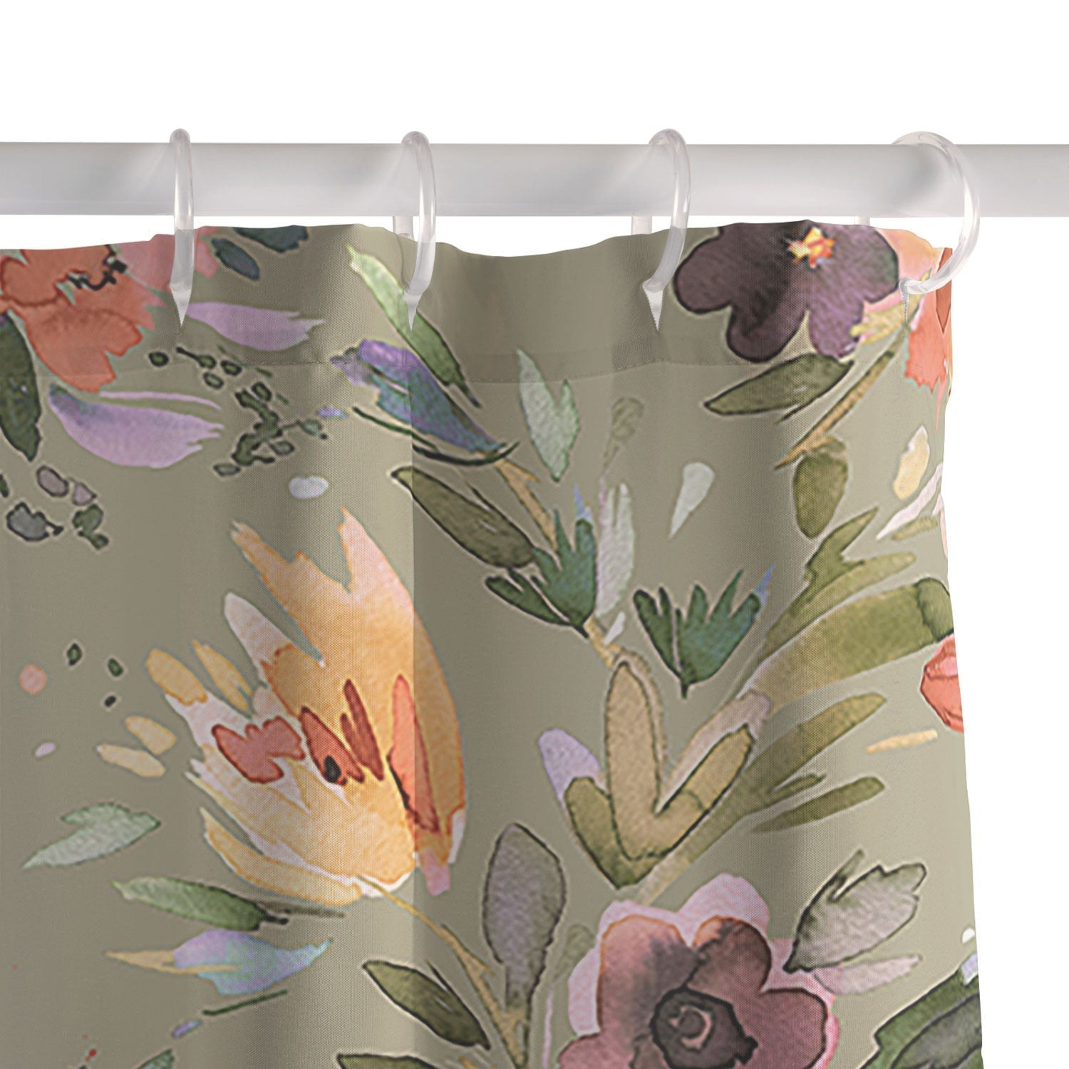 Ninola Design Botanic Retreat Floral Oleander Whimsical Teal Green Shower Curtain