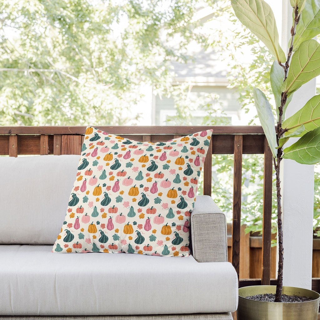 Design by Spark Gourdgeous Autumn Outdoor Throw Pillow