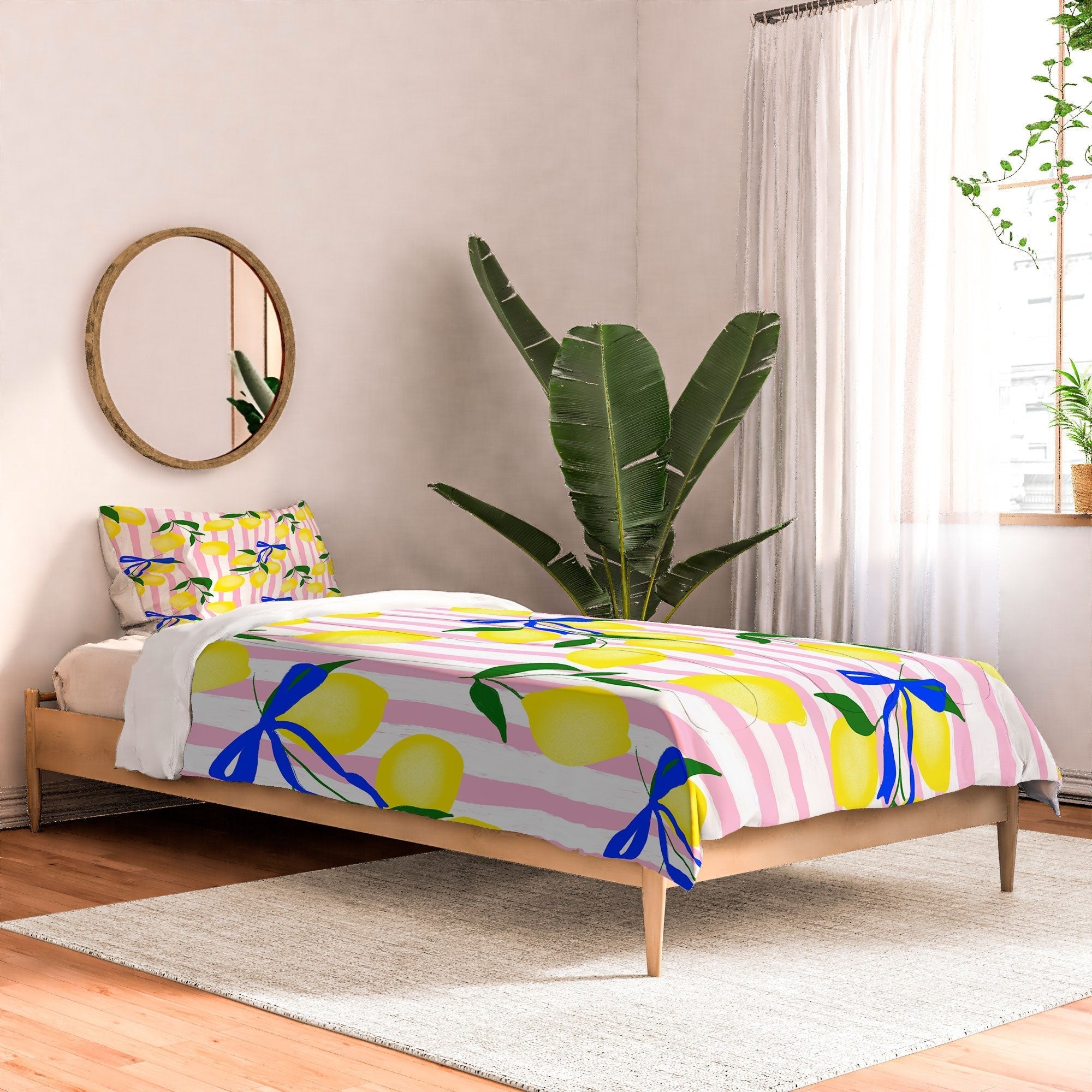 Design by Spark Zesty Lemons and Stripes Comforter