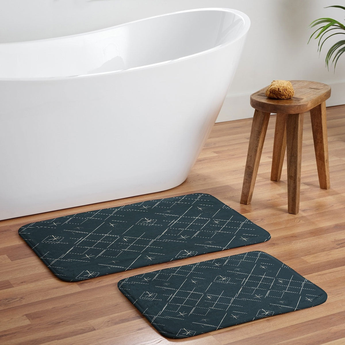 Little Om Starry Web navy Memory Foam Bath Mat