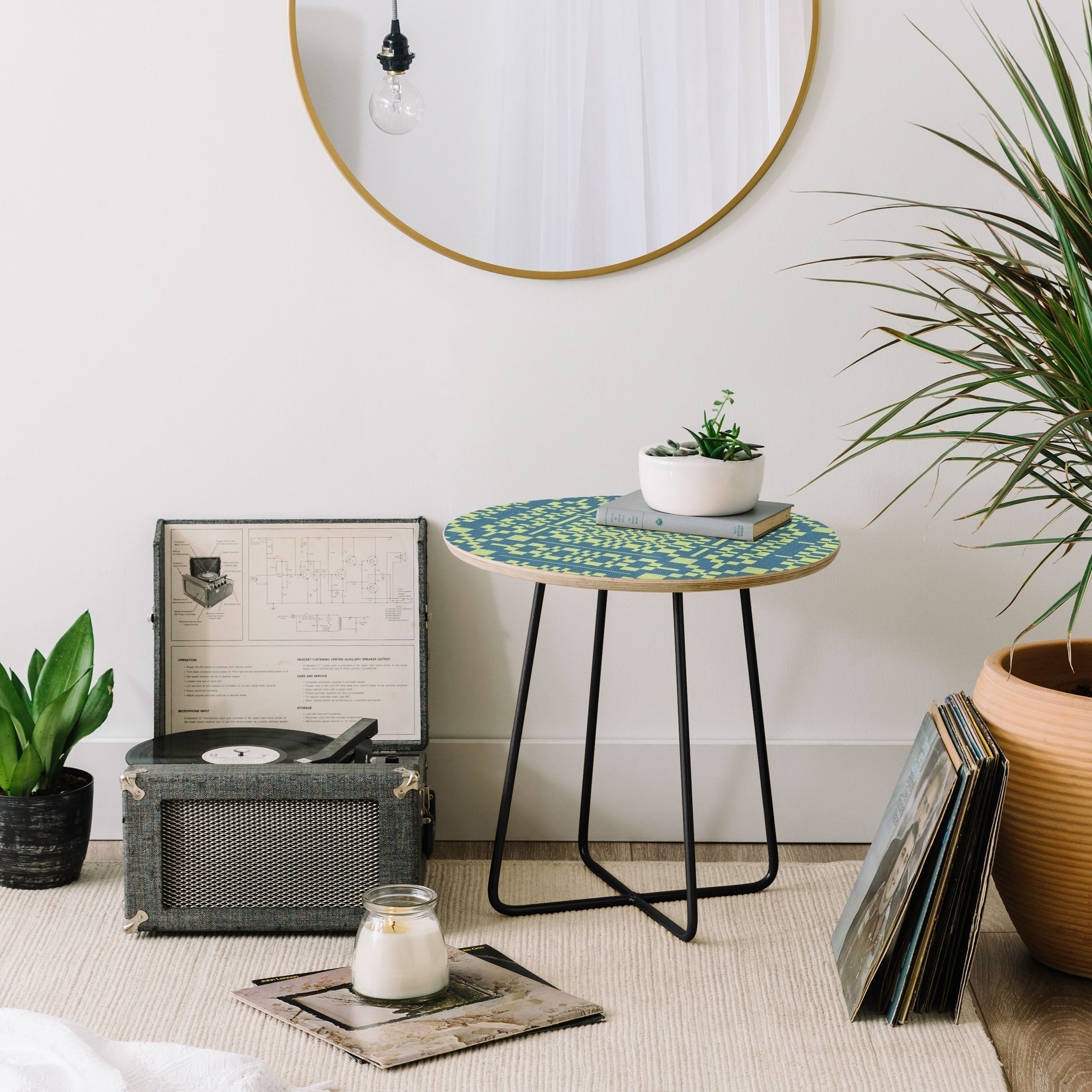 Marta Barragan Camarasa Nostalgic Grid Design Round Side Table