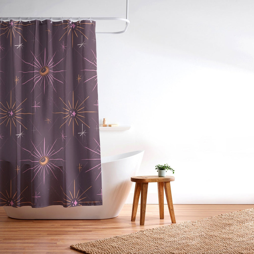 Little Om Pattern Little Moon plum Shower Curtain