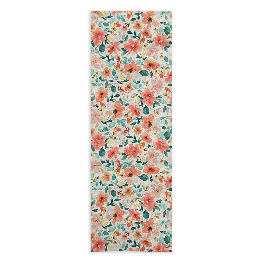 Ninola Design Botanic Retreat Tropical Whimsical Flowers Coral Green Yoga Towel