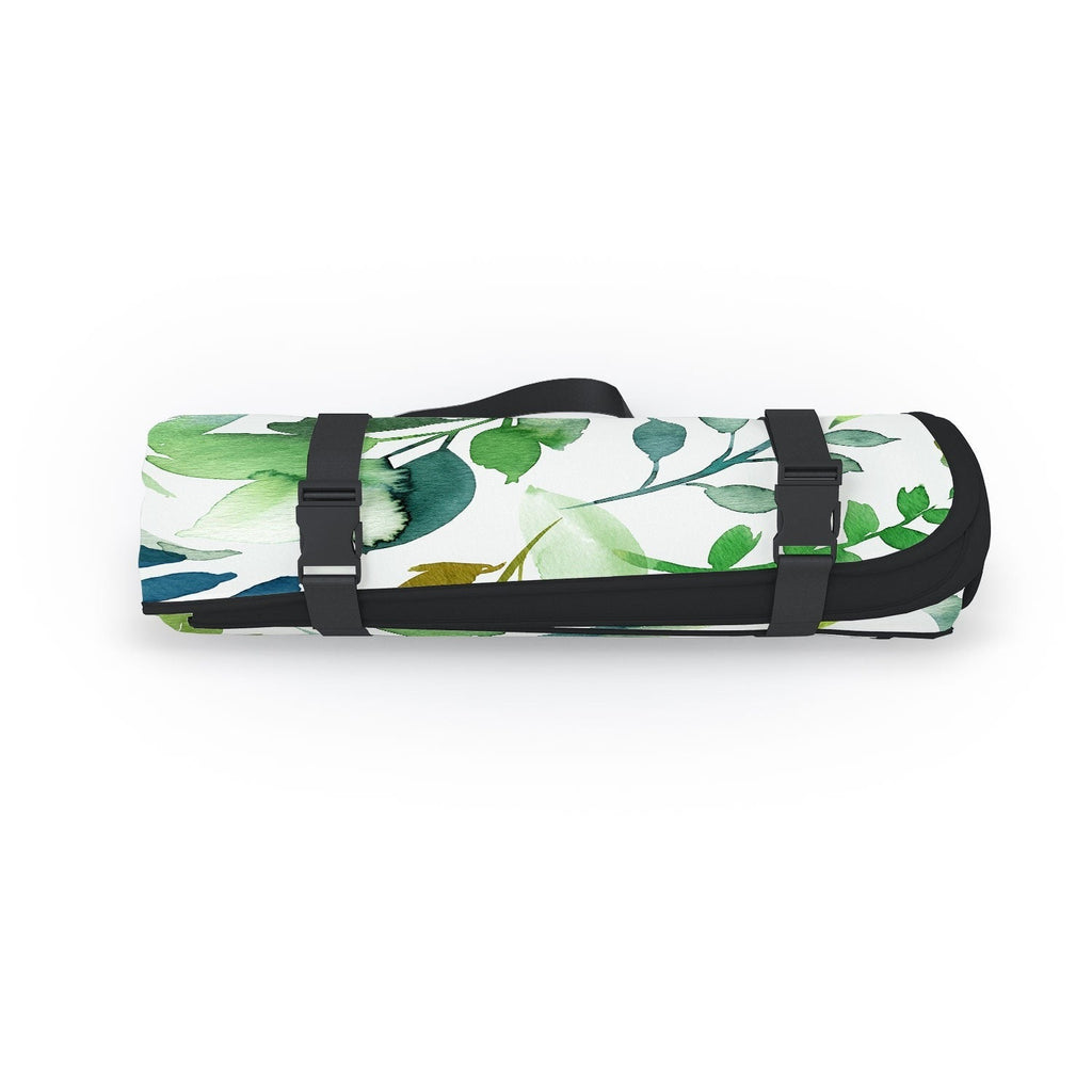 Ninola Design Botanic Retreat Loose Botanical Leaves Watercolor Green Picnic Blanket