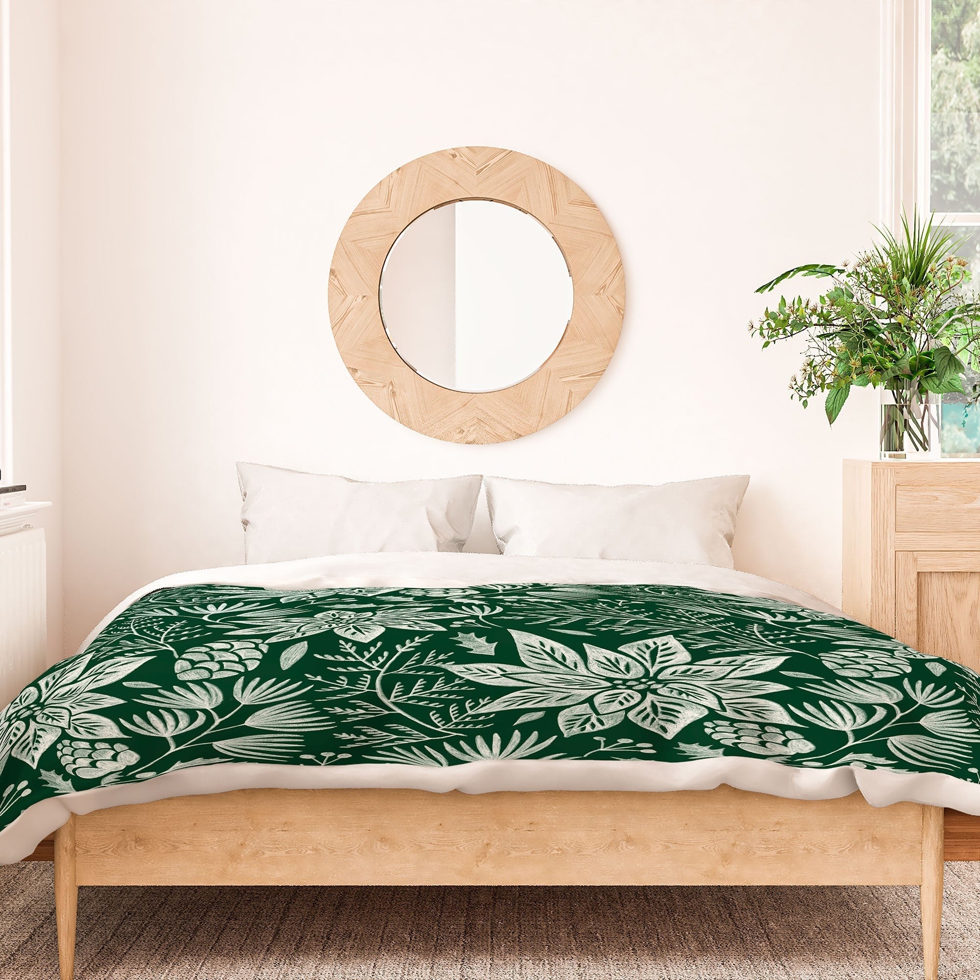 Pimlada Phuapradit Christmas Poinsettia Duvet Cover