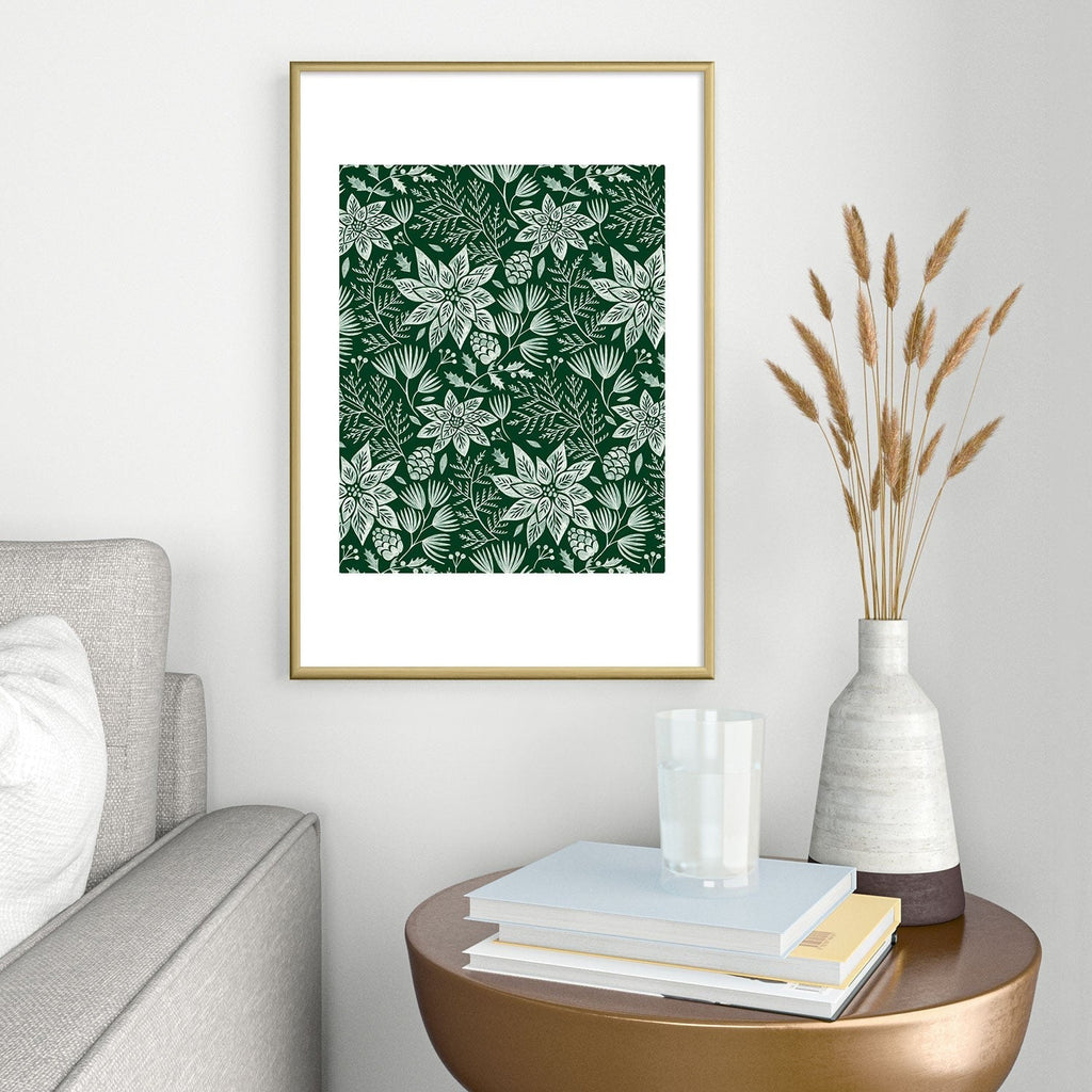 Pimlada Phuapradit Christmas Poinsettia Metal Framed Art Print