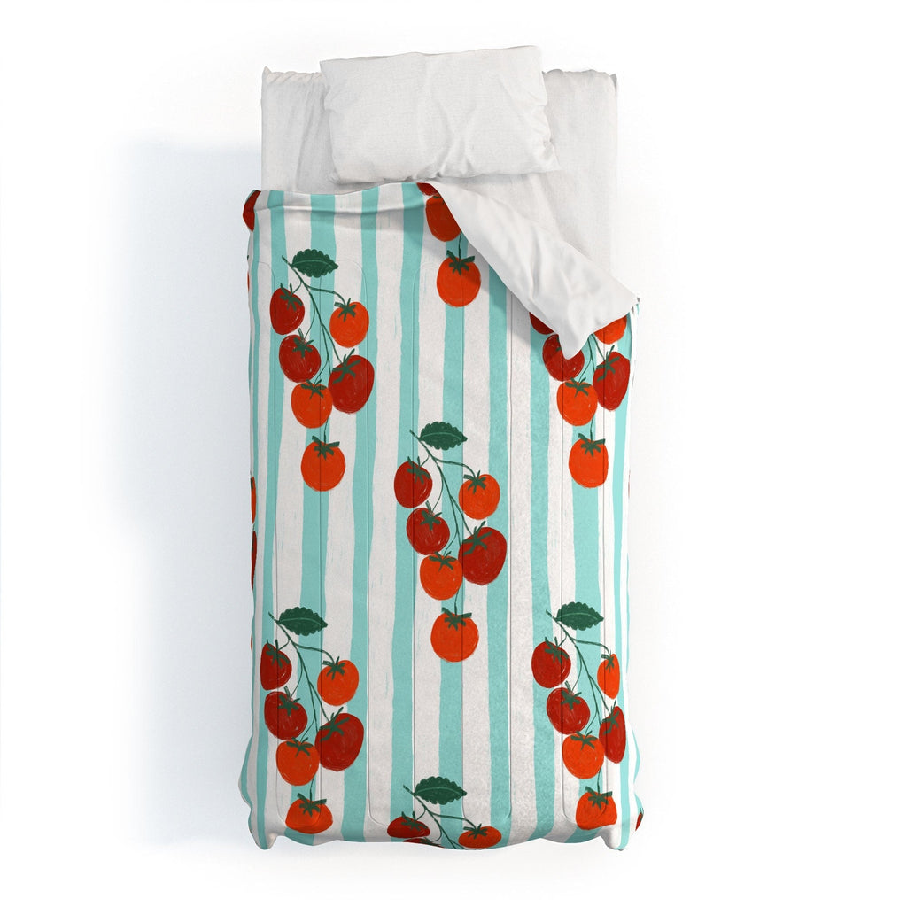 Design by Spark Zesty Tomatoes and Stripes Comforter