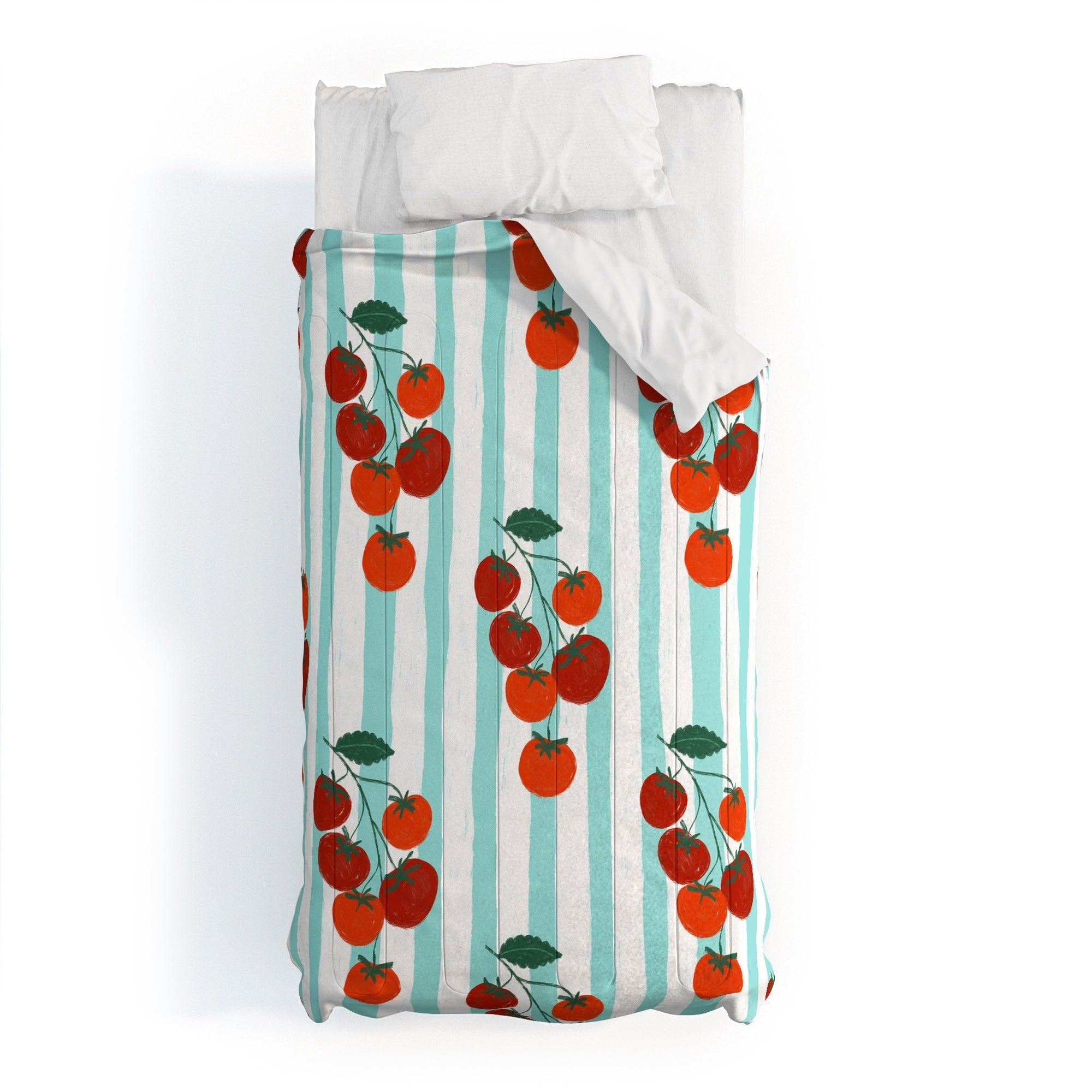 Design by Spark Zesty Tomatoes and Stripes Comforter