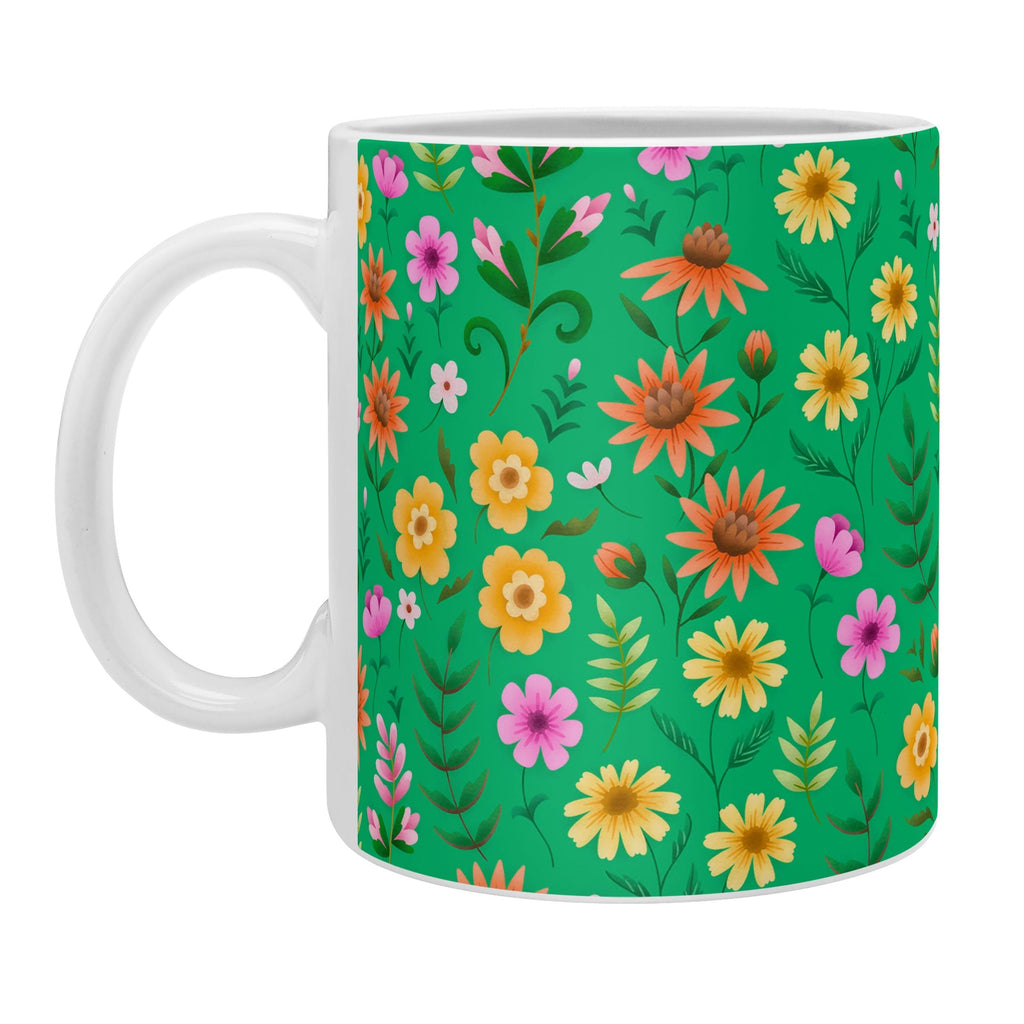 Pimlada Phuapradit Ditsy Spring Floral Green Coffee Mug