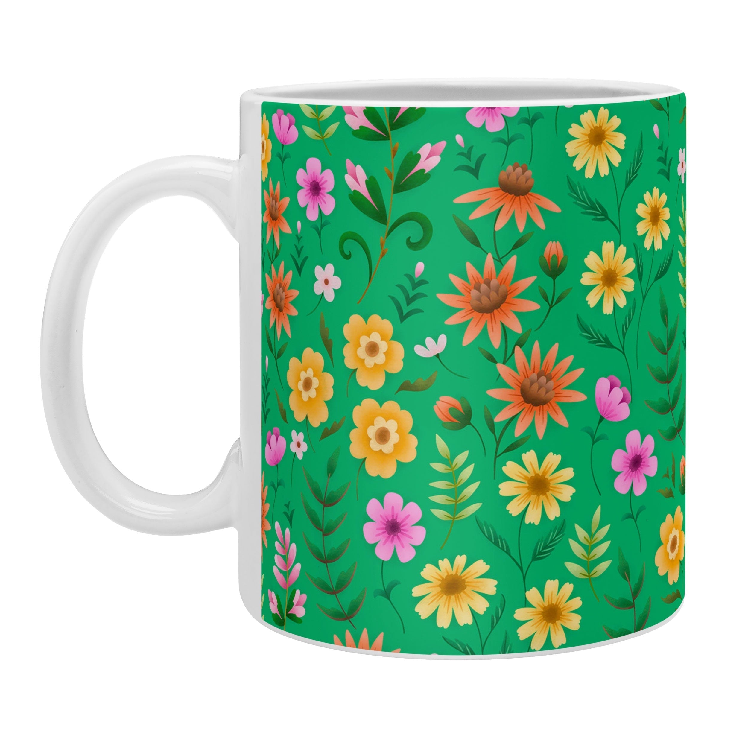 Pimlada Phuapradit Ditsy Spring Floral Green Coffee Mug