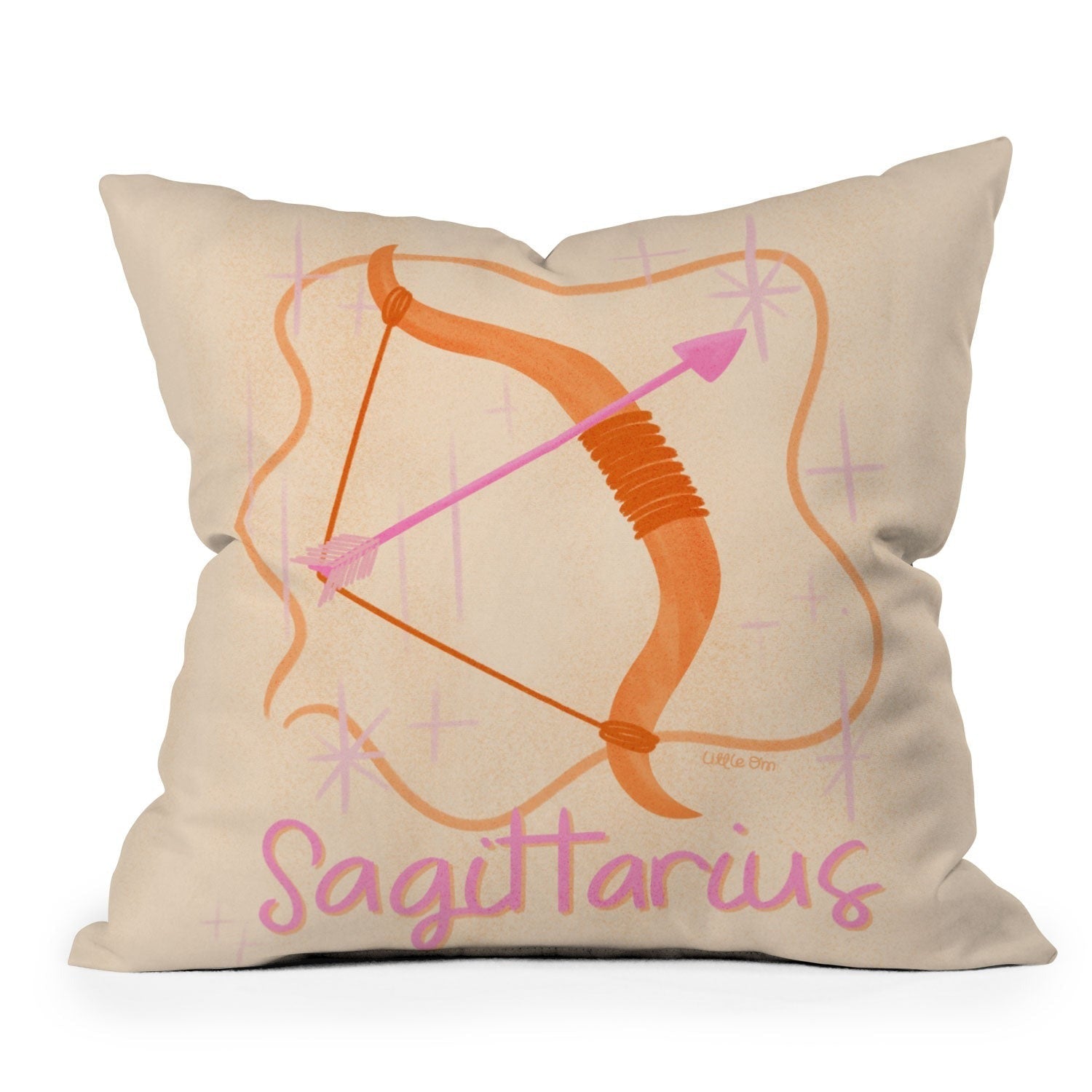 Little Om Zodiac Sign Sagittarius Outdoor Throw Pillow