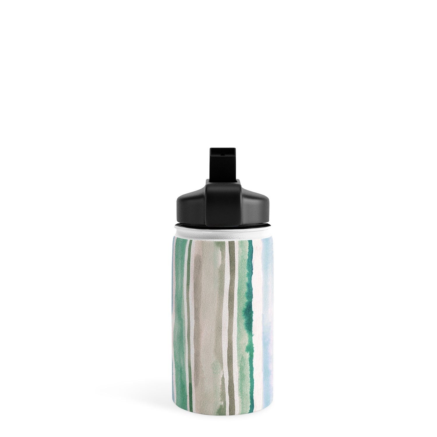 Ninola Design Botanic Retreat Watercolor Stripes Green Orange Red Water Bottle