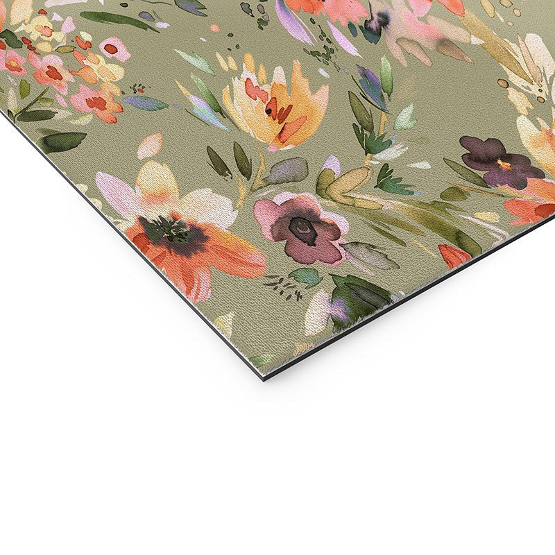 Ninola Design Botanic Retreat Floral Oleander Whimsical Teal Green Welcome Mat