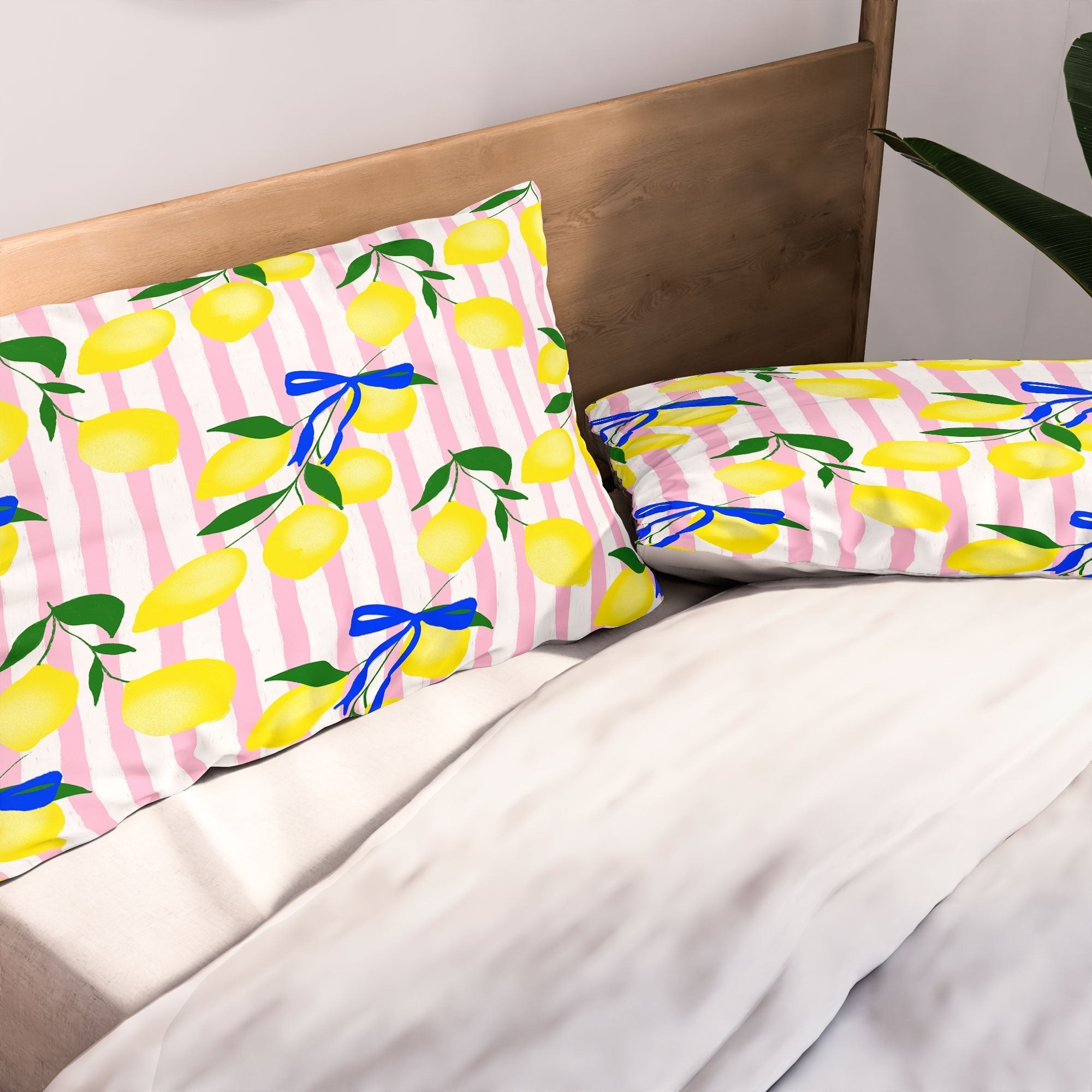 Design by Spark Zesty Lemons and Stripes Pillow Shams