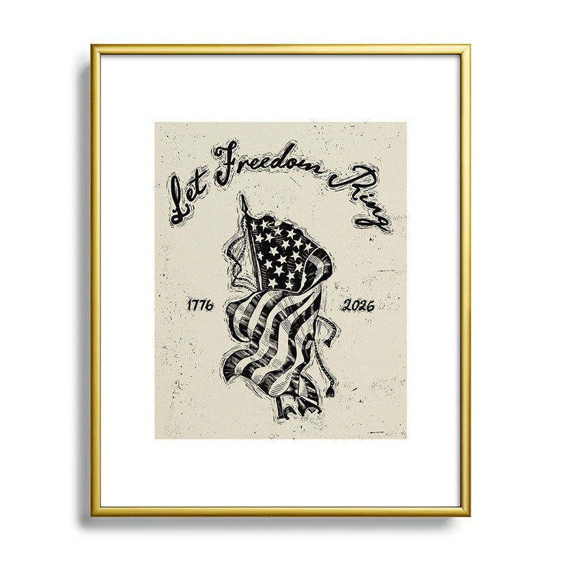DENY Designs Let Freedom Ring Block Metal Framed Art Print