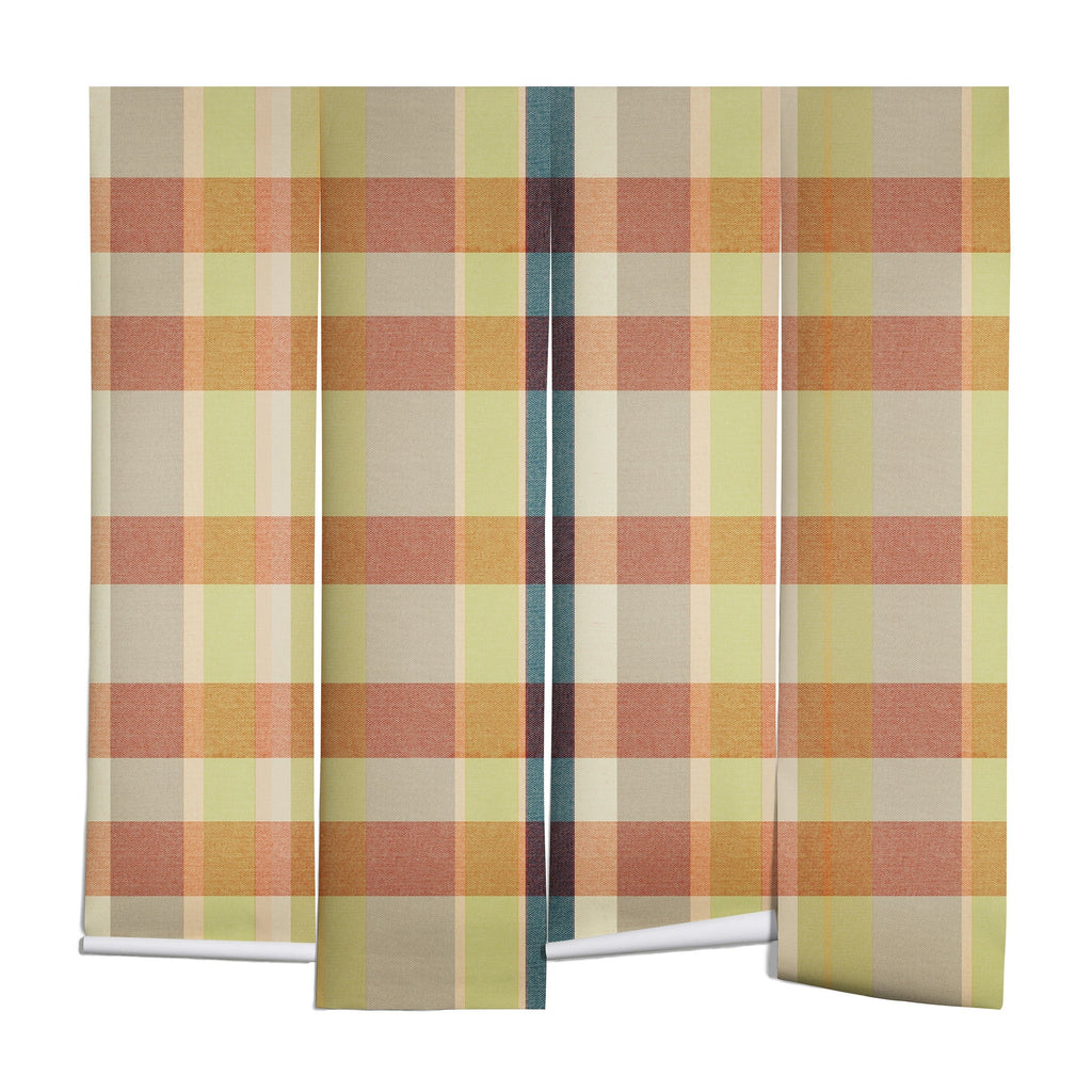 Marta Barragan Camarasa Retro Picnic Plaid Warm Tones Wall Mural