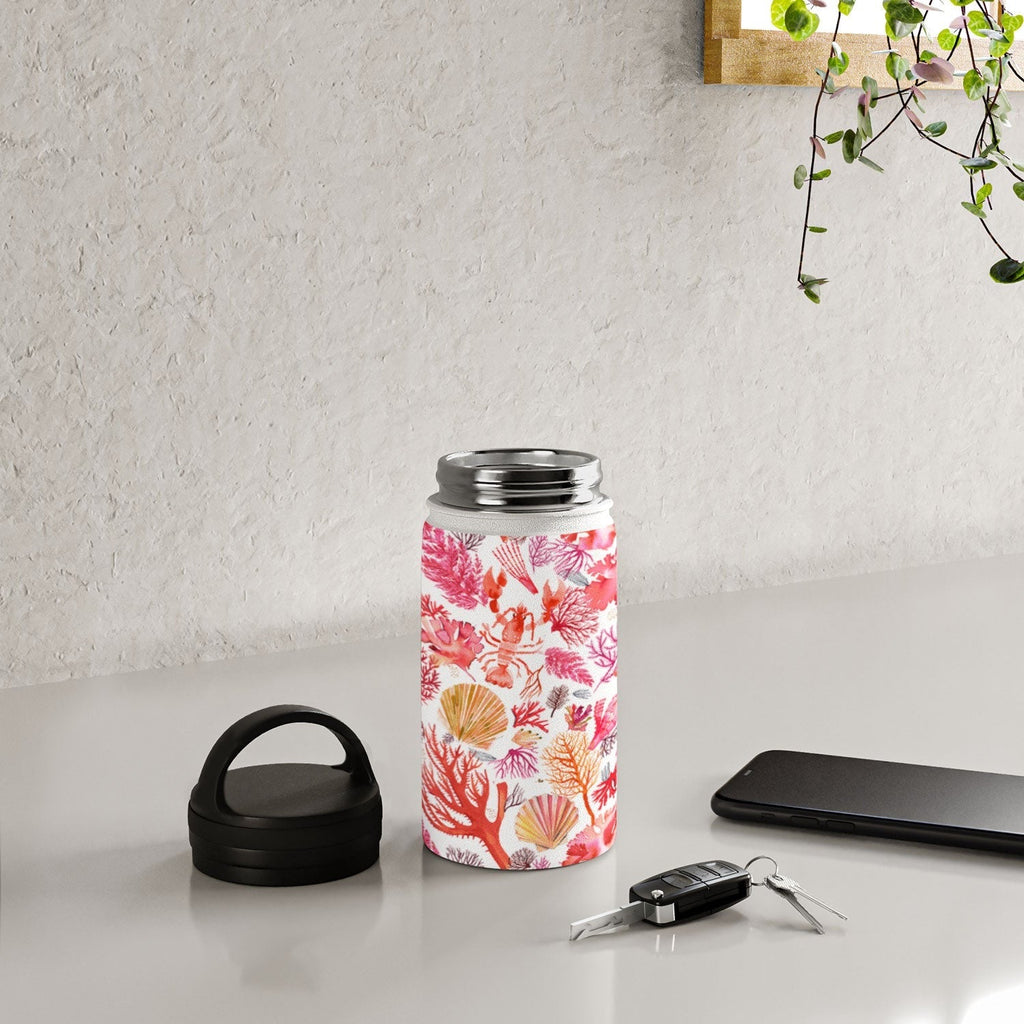 Ninola Design Botanic Retreat Coral Reef Crab Lobster Red Water Bottle