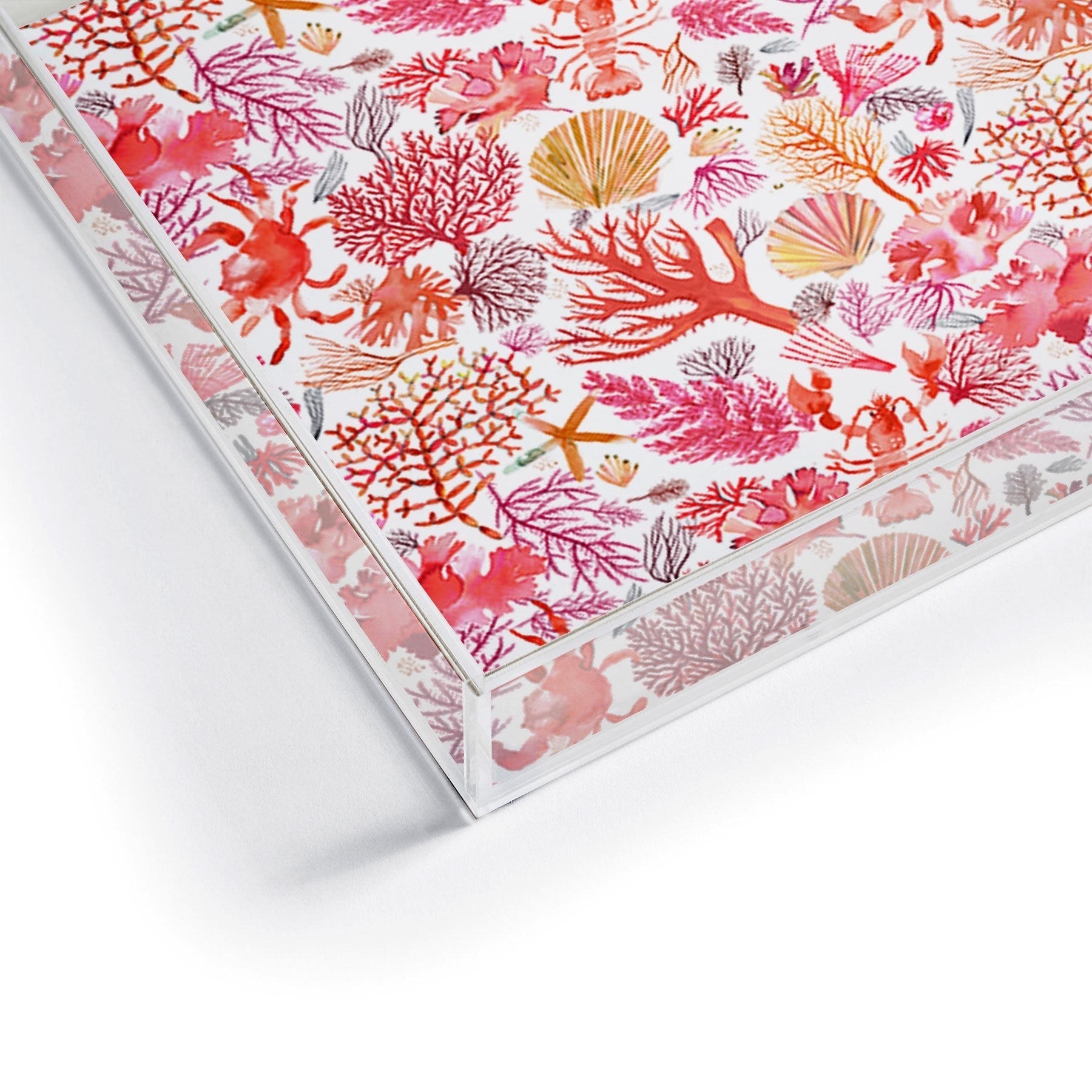 Ninola Design Botanic Retreat Coral Reef Crab Lobster Red Acrylic Tray