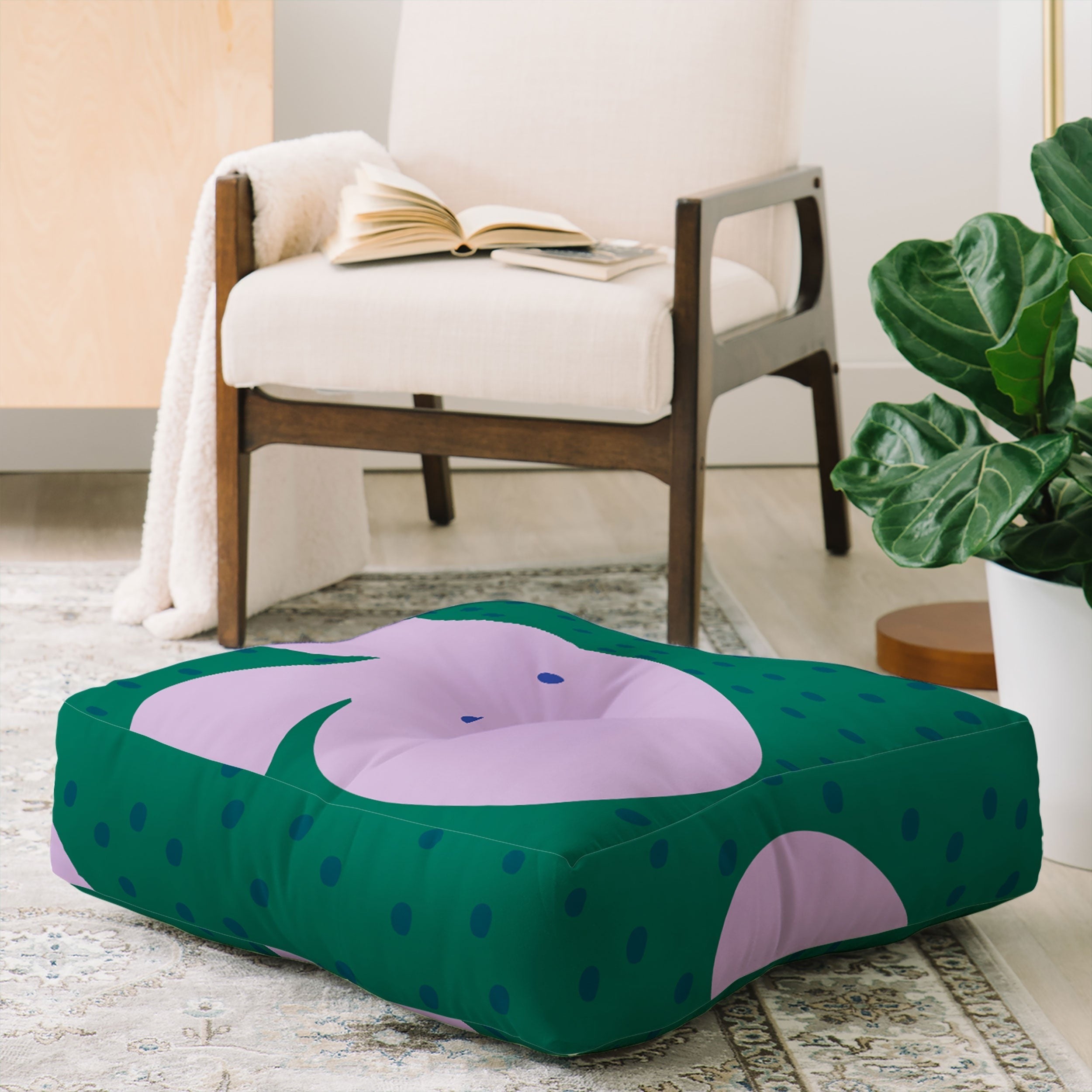 Camilla Foss Pebbles and Rabbit Floor Pillow Square