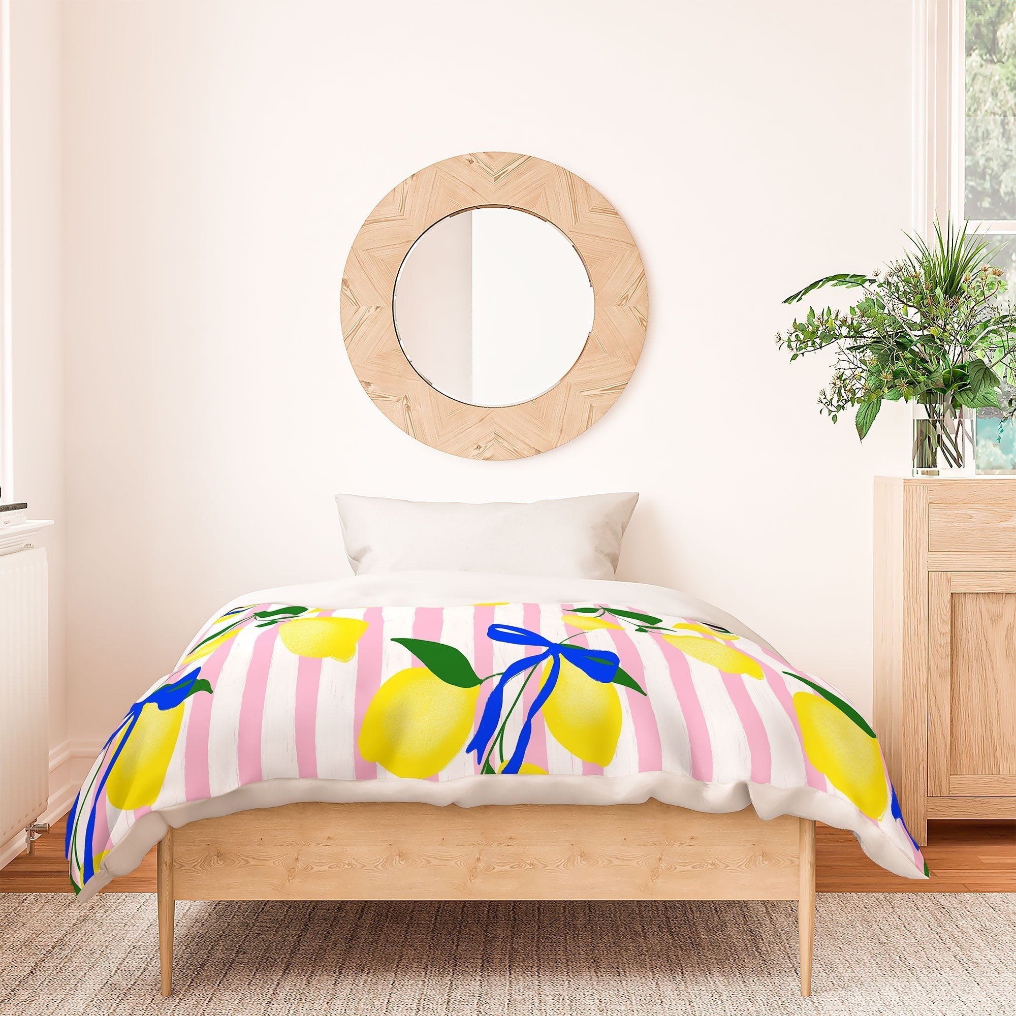 Design by Spark Zesty Lemons and Stripes Duvet Cover