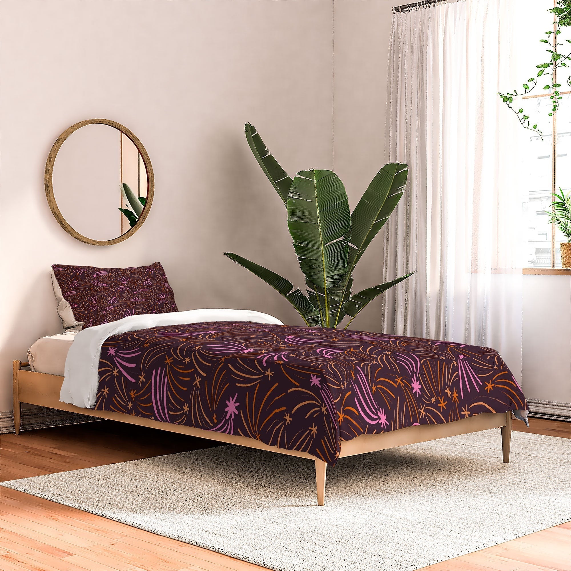 Little Om Pattern Shooting Stars plum Comforter
