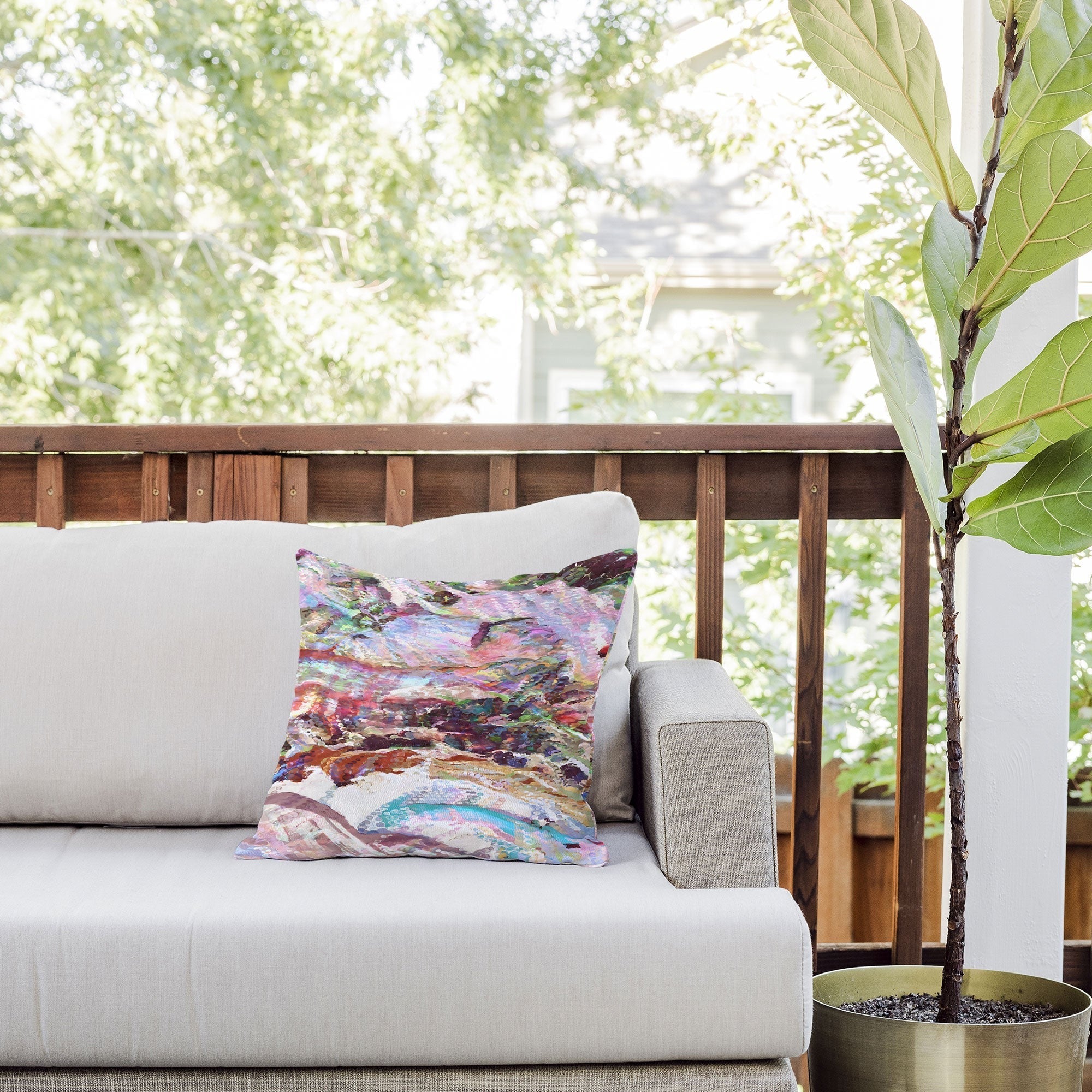 83 Oranges Sequin Haze Outdoor Throw Pillow
