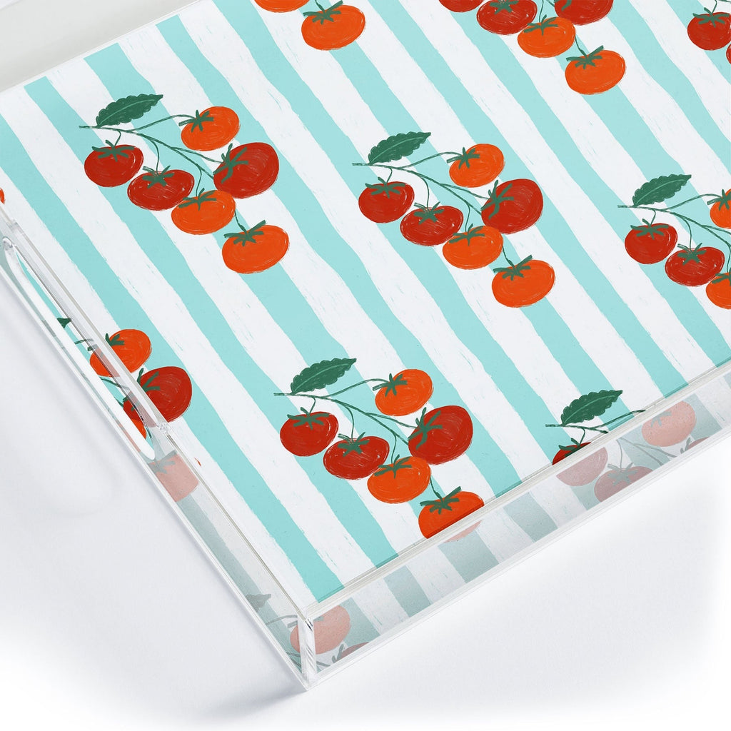 Design by Spark Zesty Tomatoes and Stripes Acrylic Tray