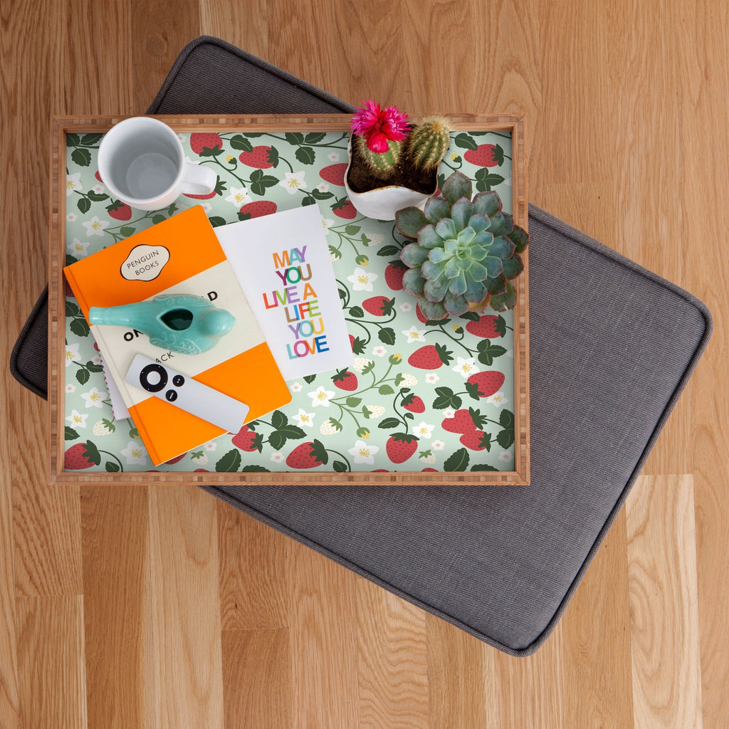 Design by Spark Strawberry Florals Fields Rectangular Tray
