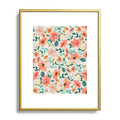 Ninola Design Botanic Retreat Tropical Whimsical Flowers Coral Green Metal Framed Art Print