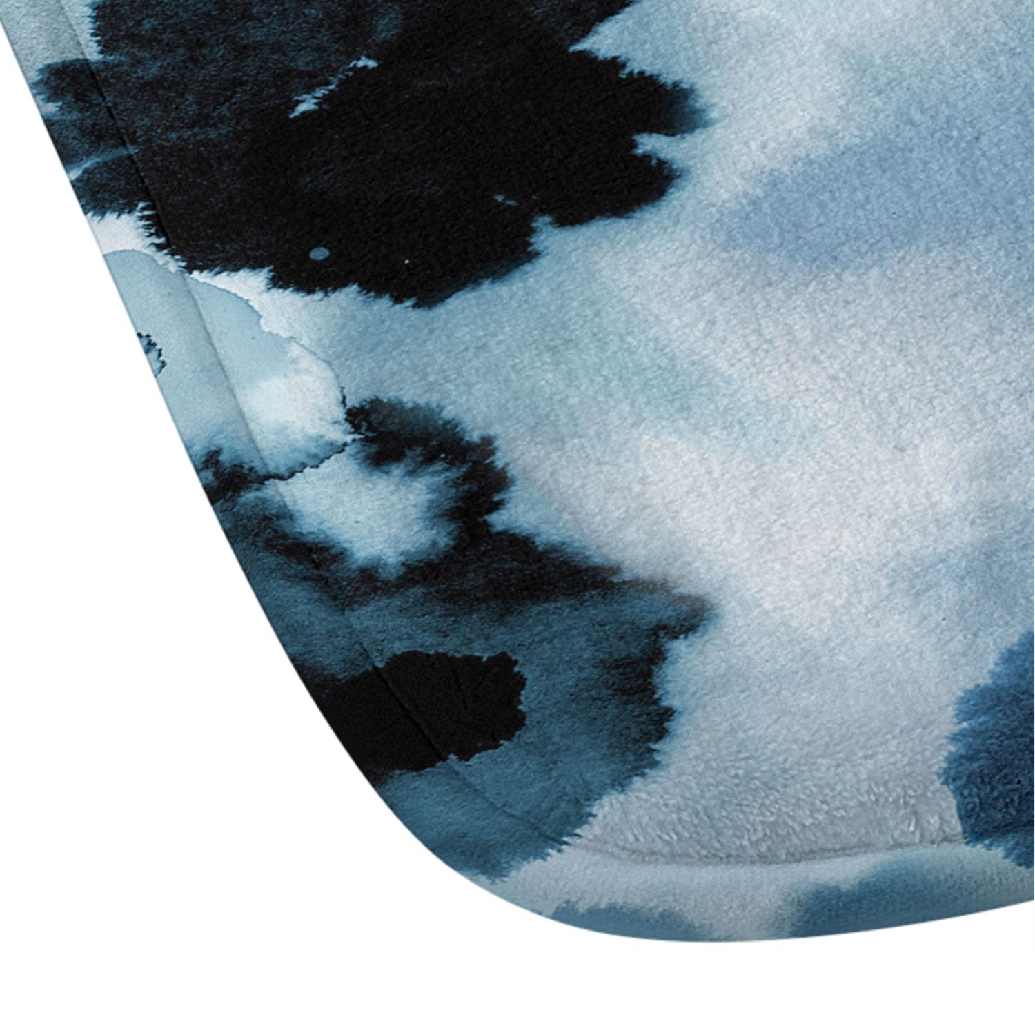 Ninola Design Botanic Retreat Ombre Abstract Watercolor Flowers Blue Navy Memory Foam Bath Mat