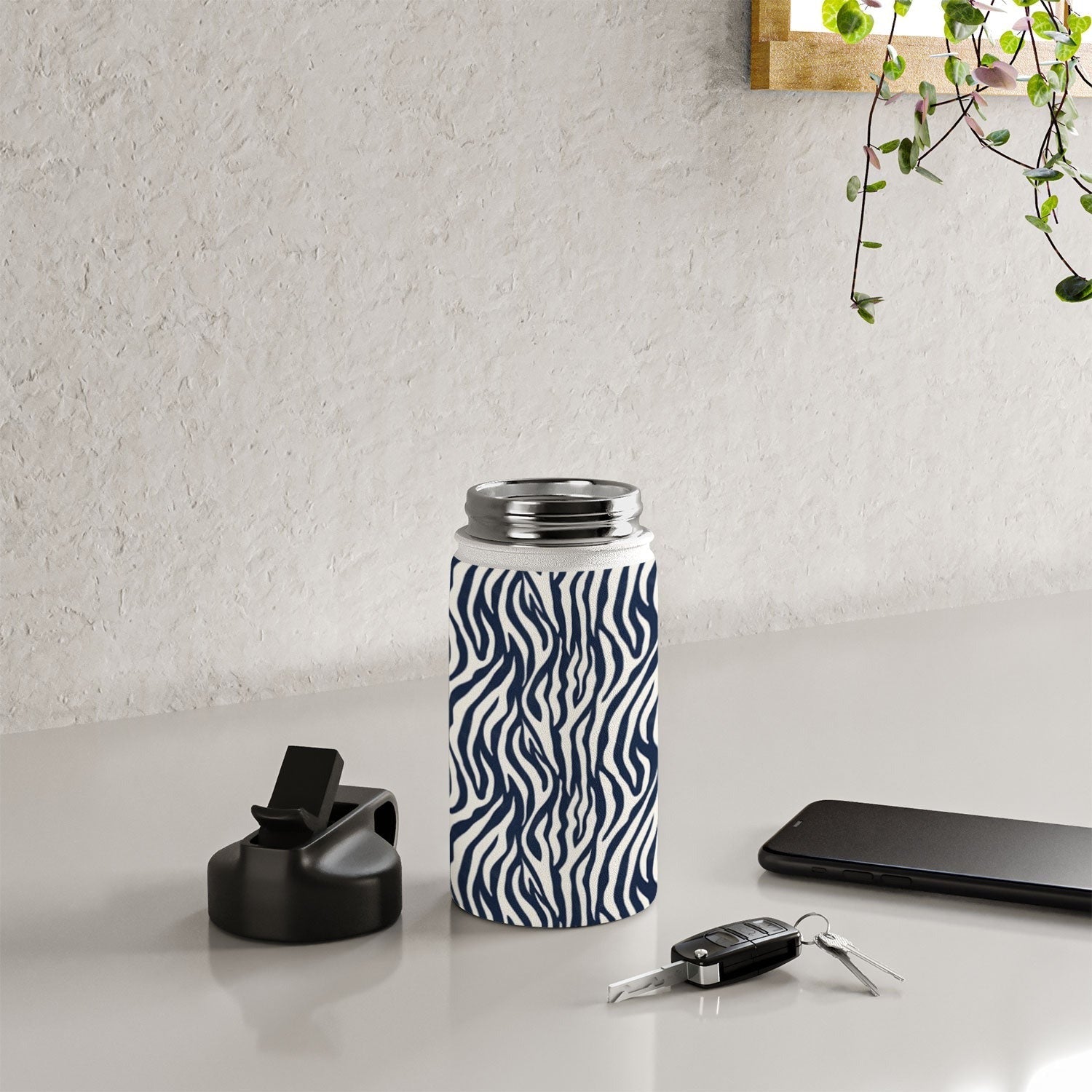 Avenie BR Navy Tiger Stripes Water Bottle