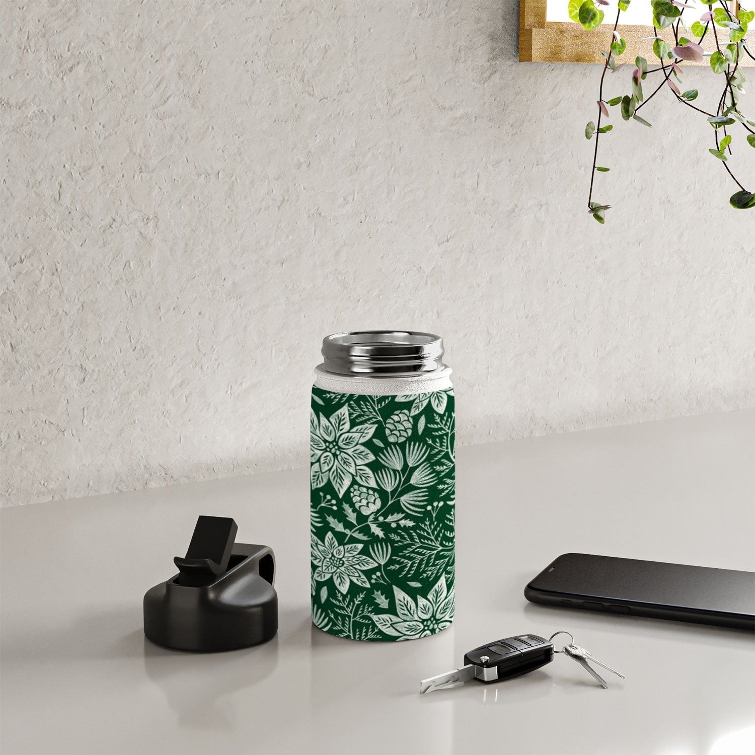 Pimlada Phuapradit Christmas Poinsettia Water Bottle