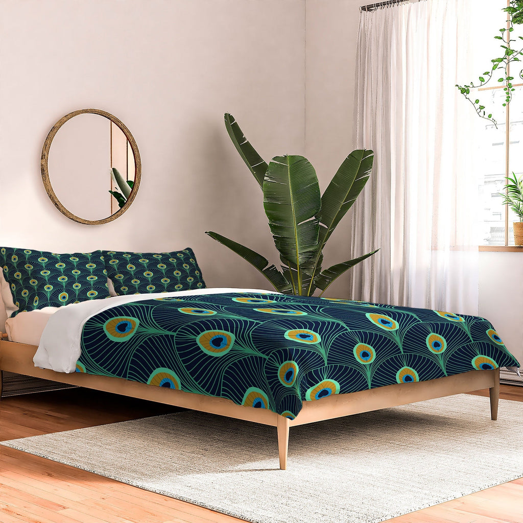 Design by Spark Peacock Deco Feathers Comforter