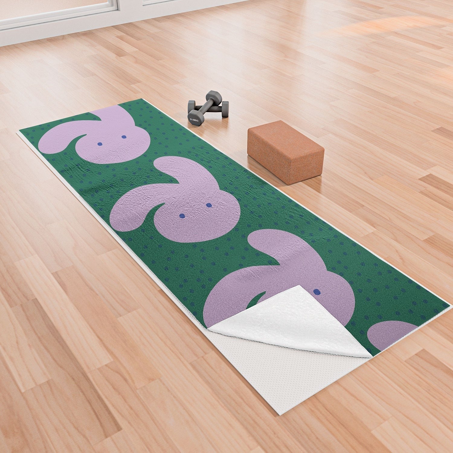 Camilla Foss Pebbles and Rabbit Yoga Towel
