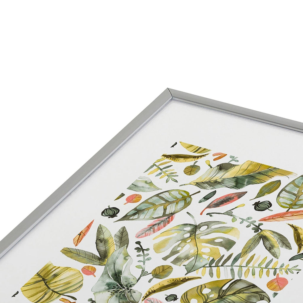 Ninola Design Botanic Retreat Tropical Jungle Leaves Botanical Green Orange Metal Framed Art Print