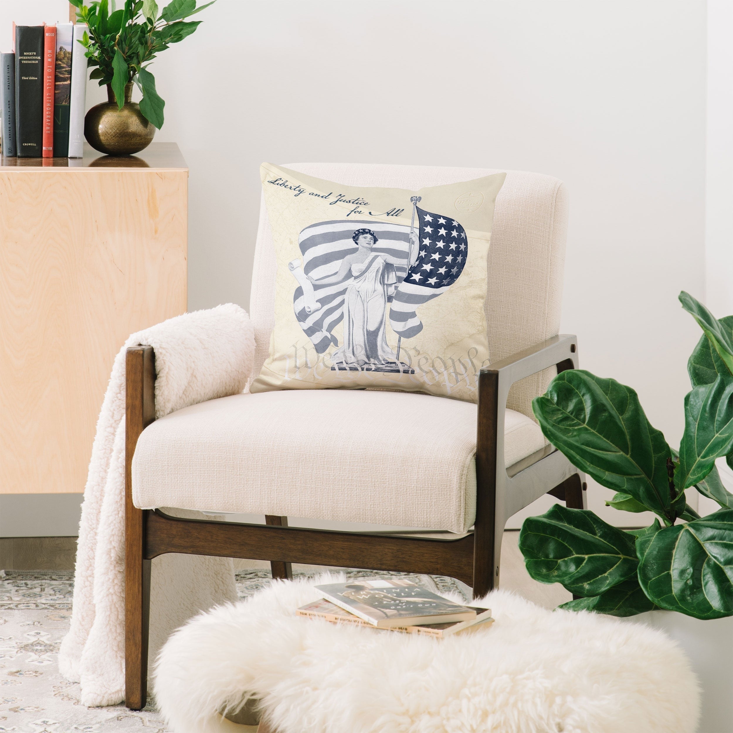DENY Designs Liberty and Justice Woman Throw Pillow