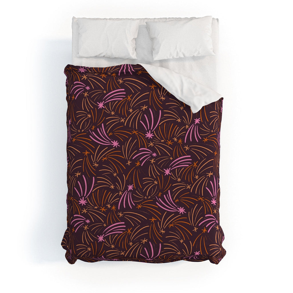 Little Om Pattern Shooting Stars plum Duvet Cover