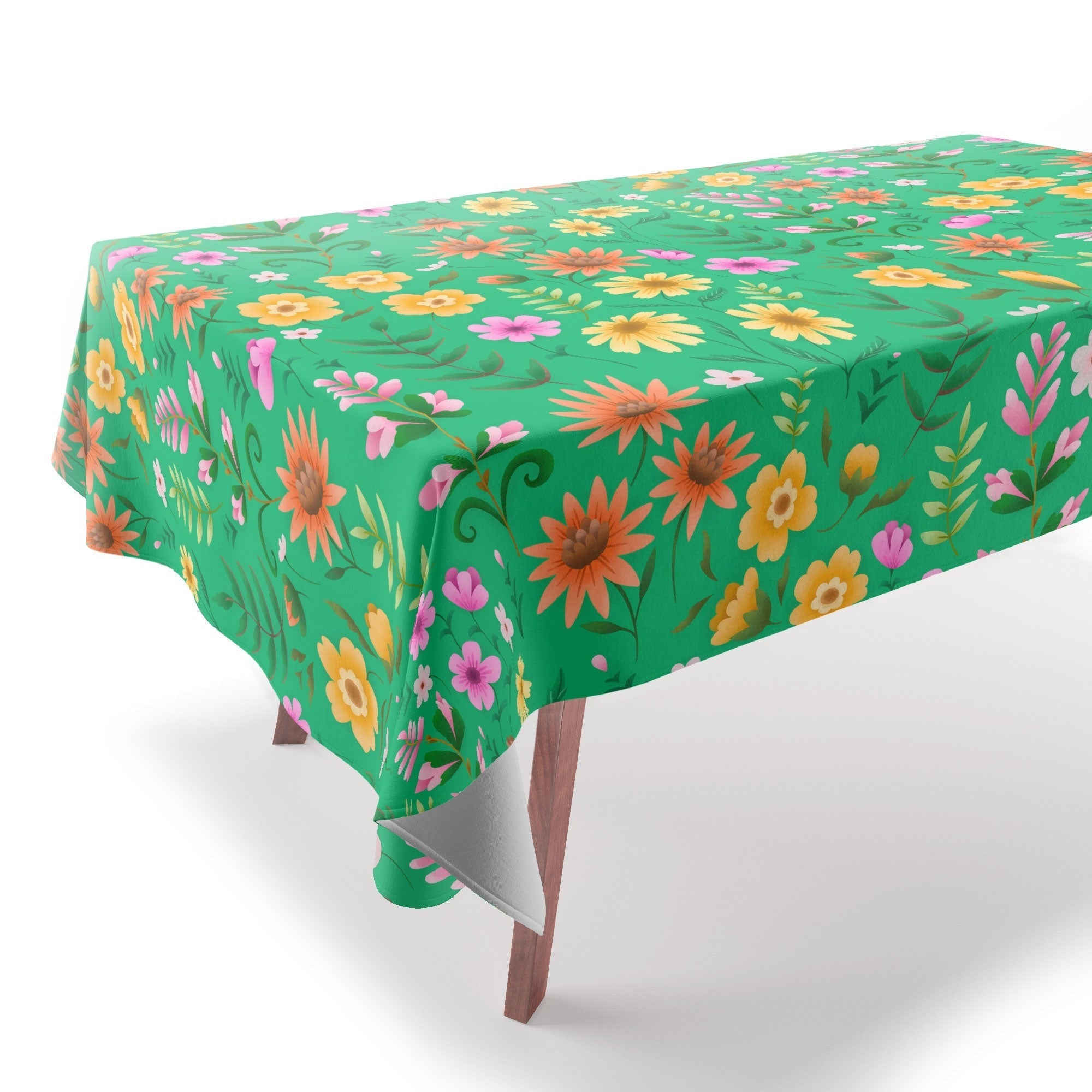Pimlada Phuapradit Ditsy Spring Floral Green Tablecloth