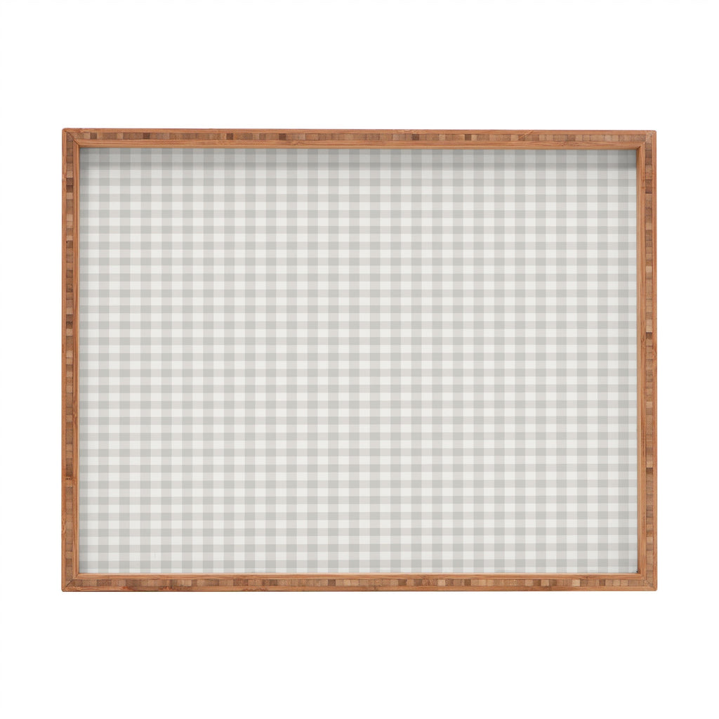 Colour Poems Gingham Plaid Pattern Cloud White Rectangular Tray