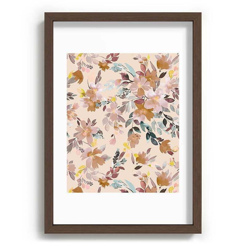 Ninola Design Botanic Retreat Floral Oleander Whimsical Soft Pink Recessed Framing Rectangle