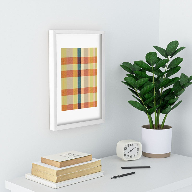 Marta Barragan Camarasa Retro Picnic Plaid Warm Tones Recessed Framing Rectangle