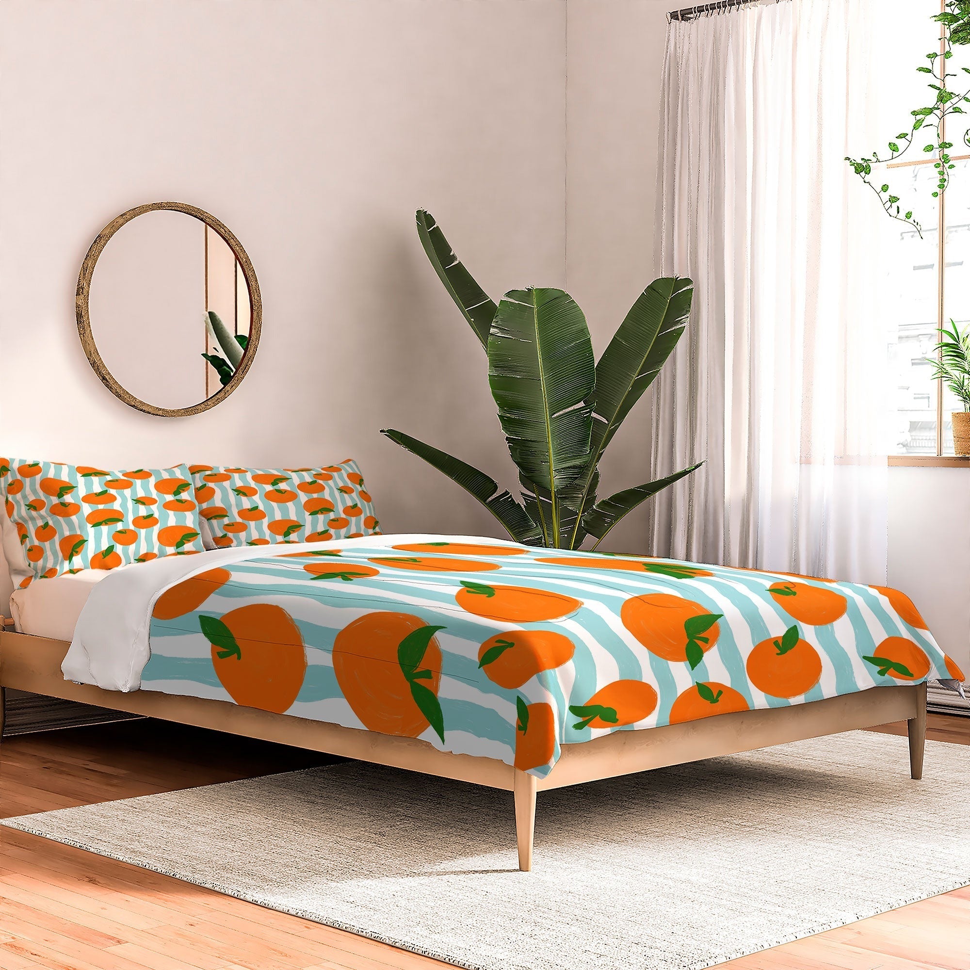 Design by Spark Zesty Oranges and Stripes Comforter