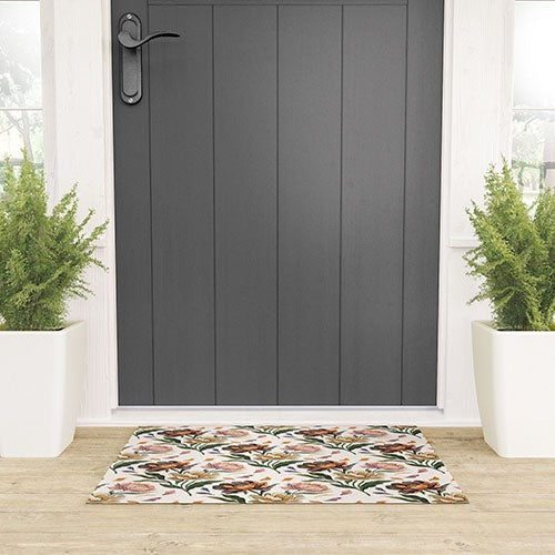 Marta Barragan Camarasa Hand Painted Peony Florals Welcome Mat