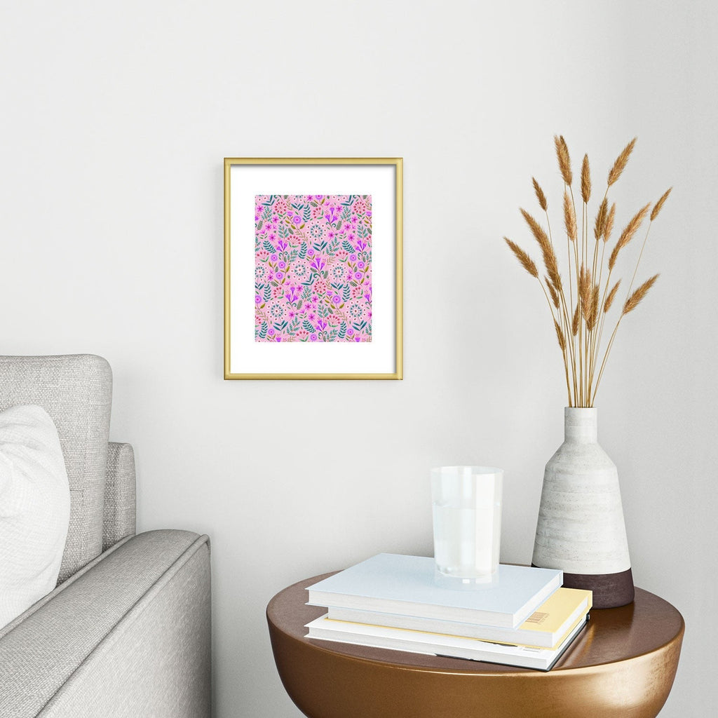 Pimlada Phuapradit Ditsy Purple Floral Half Drop Metal Framed Art Print