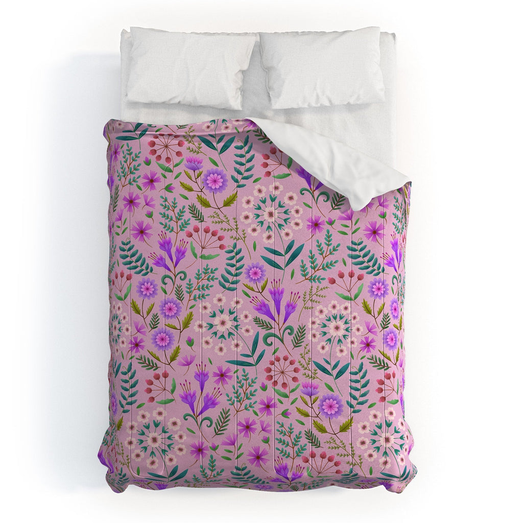 Pimlada Phuapradit Ditsy Purple Floral Half Drop Comforter