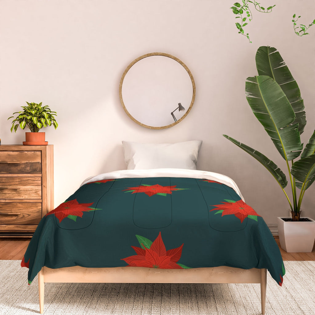 Design by Spark Poinsettia Florals Comforter