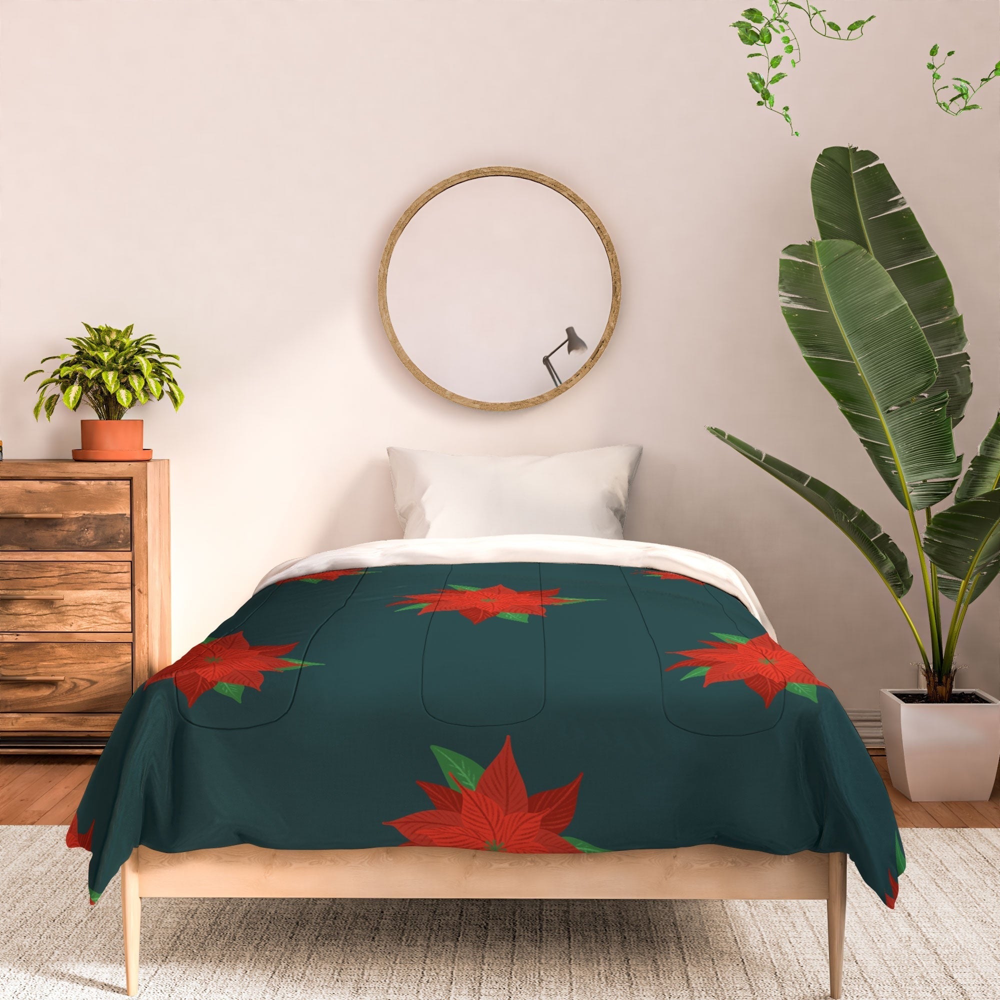 Design by Spark Poinsettia Florals Comforter