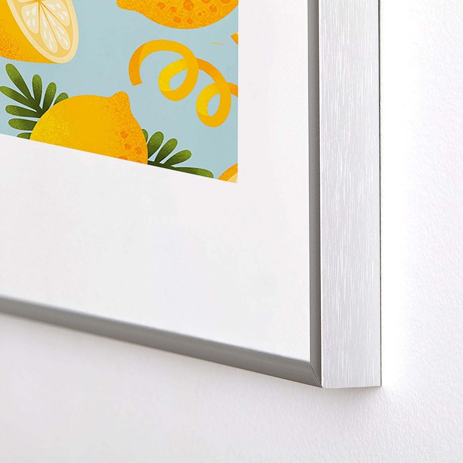 Jessica Molina Lemon Pattern on Sky Blue Metal Framed Art Print