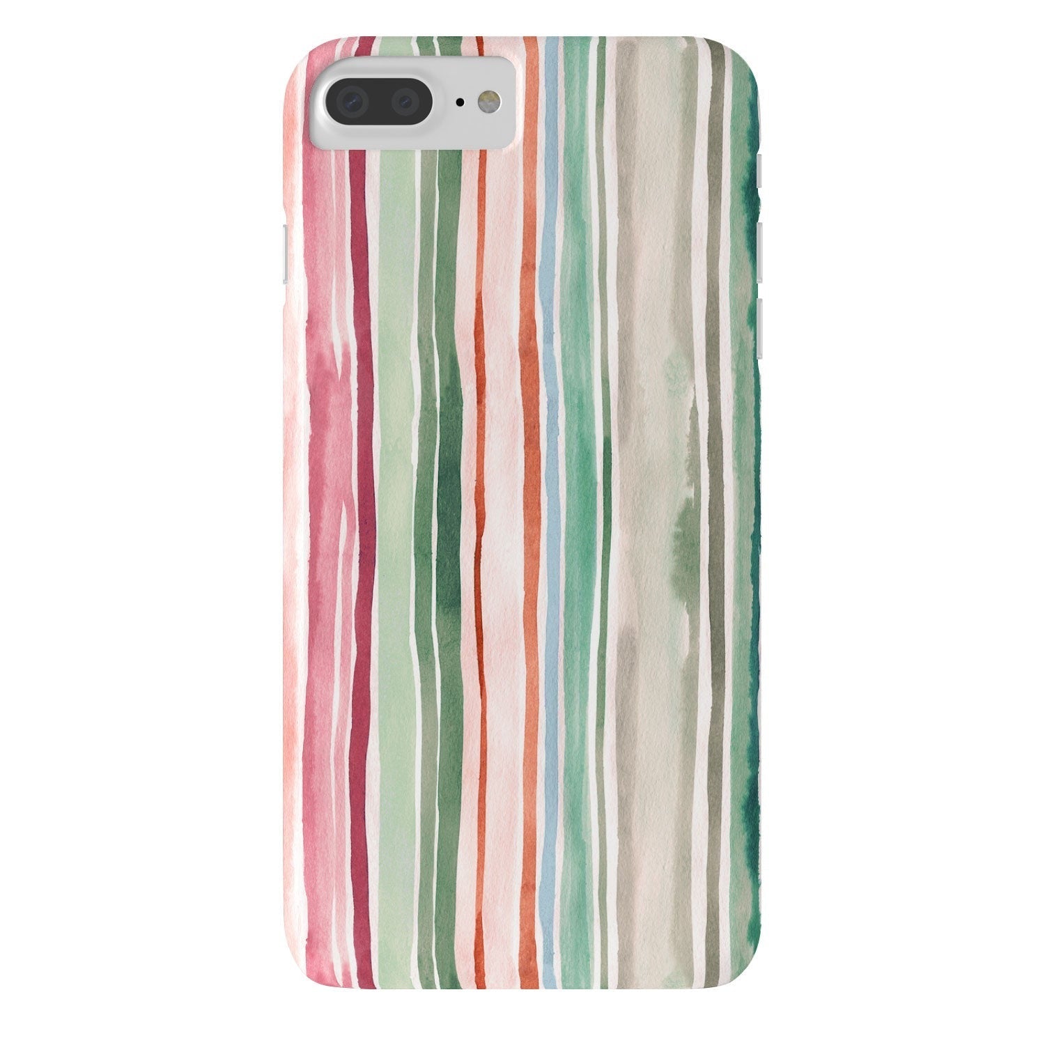 Ninola Design Botanic Retreat Watercolor Stripes Green Orange Red Phone Case