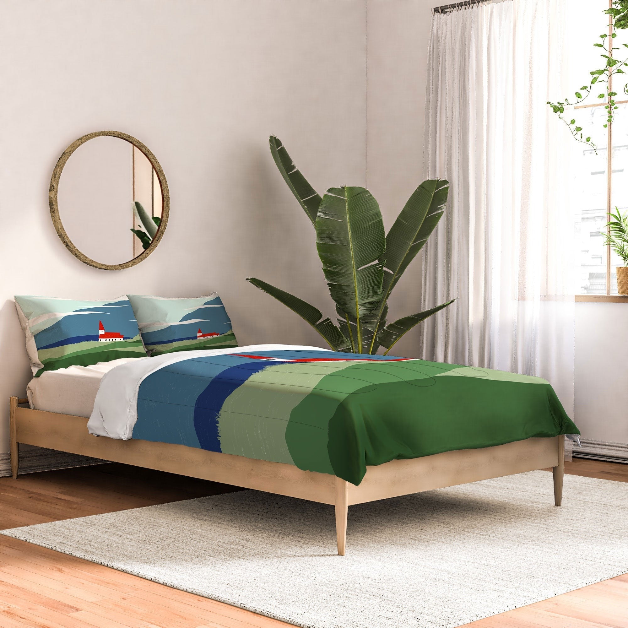 Valeria Frustaci Red roof in Iceland Comforter